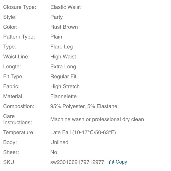 Copper Flare Leg Pants - Picture 4 of 4